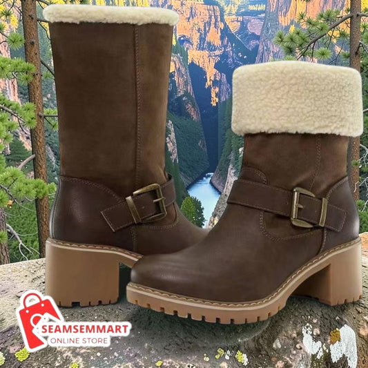 Women's Western Boots – Buckle Chunky Heel Winter Boots