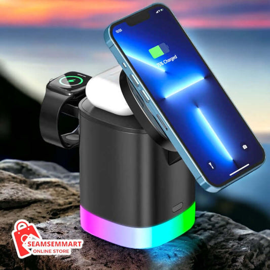 3-in-1 Magnetic Wireless Fast Charger with RGB Ambient Light