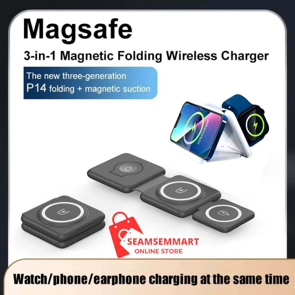 Foldable 3-in-1 Magnetic Wireless Charger