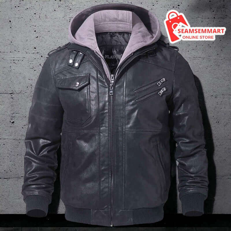Men's Slim Fit Motorcycle Leather Jacket Stylish and Warm