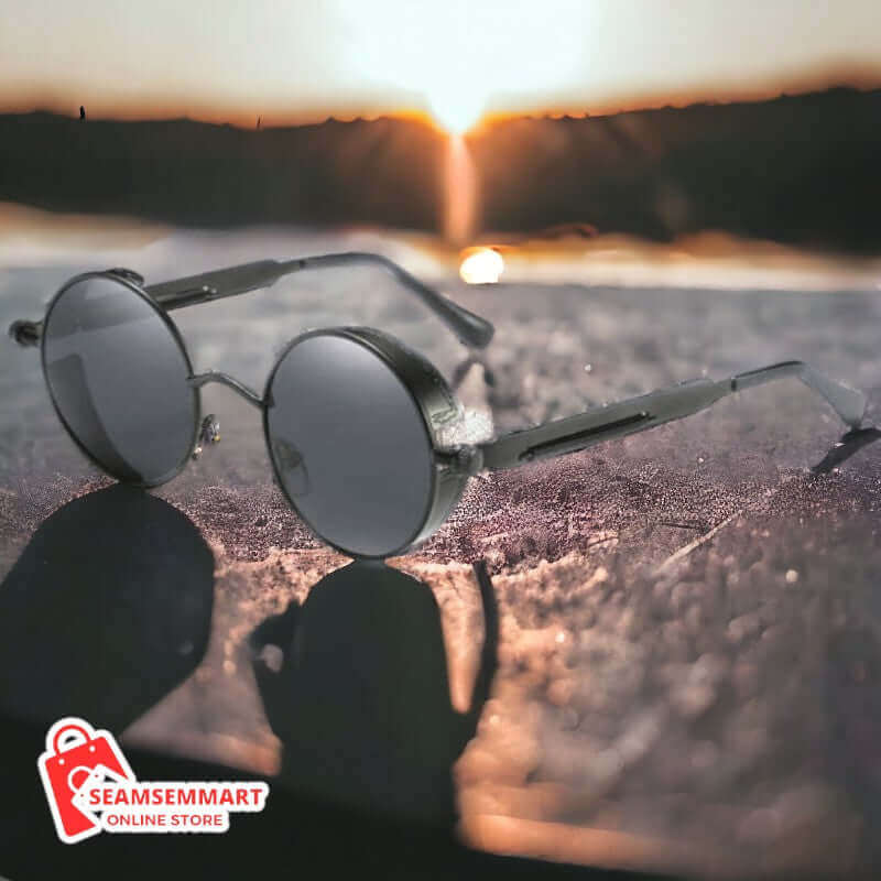 UV protection round frame metal sunglasses