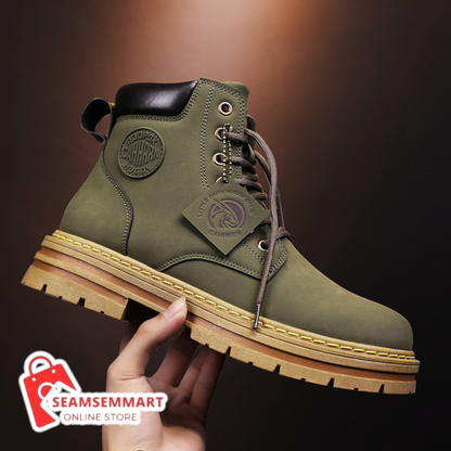 Men's Fleece Work Boots – Durable Seven-Eye Winter Boots