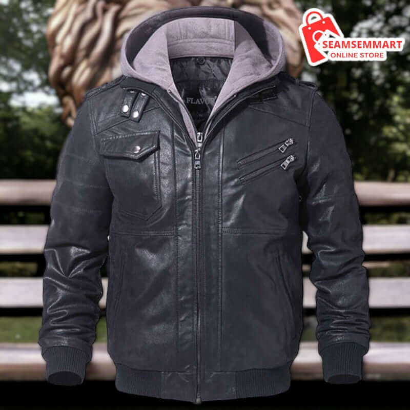 Men's Slim Fit Motorcycle Leather Jacket Stylish and Warm