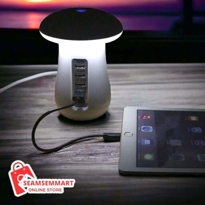 2-in-1 Mushroom Lamp with LED, USB Charger
