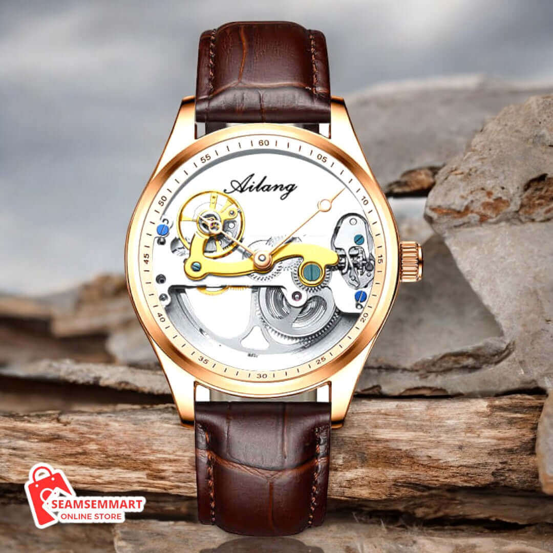 Automatic Hollow Mechanical Watch with Silicone Band