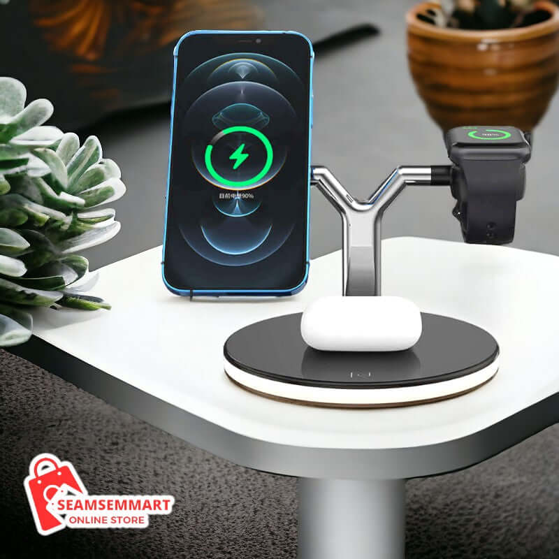 15W Magnetic Wireless Charger Stand with 3-in-1 Design