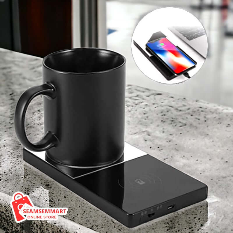 2-in-1 Heating Mug Cup Warmer with Electric Wireless Charger