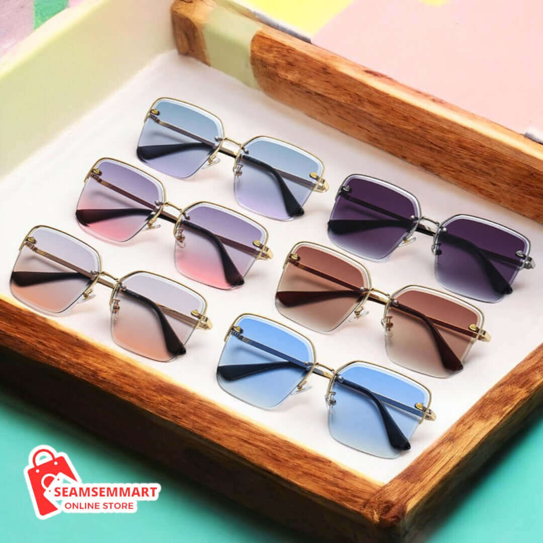 Trendy Half-Metal Gradient Sunglasses