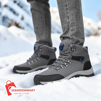 Men's Winter Hiking Boots – Plush Lace-Up Snow Boots