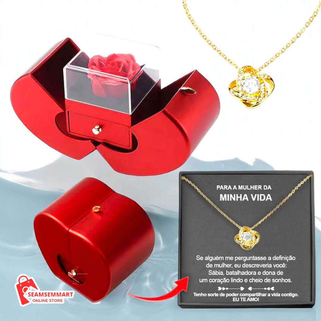 Red Apple Jewelry Box with Eternal Rose