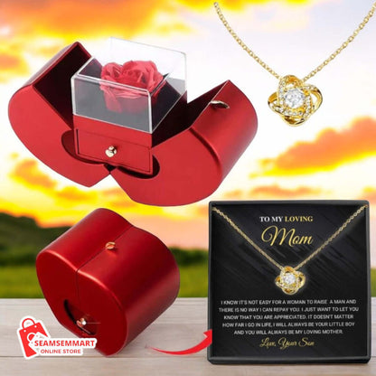 Red Apple Jewelry Box with Eternal Rose