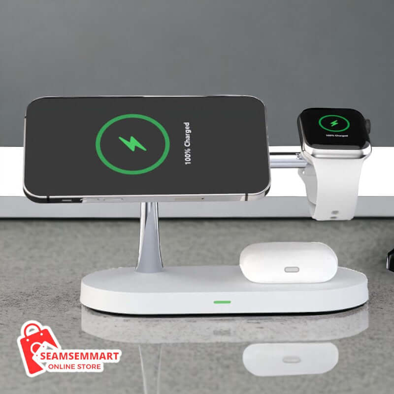 3-in-1 Smart Fast Magnetic Wireless Charger - 15W Fast Charging