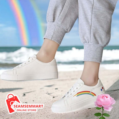 Rainbow white shoes women