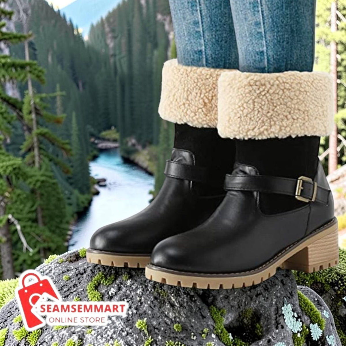 Women's Western Boots – Buckle Chunky Heel Winter Boots