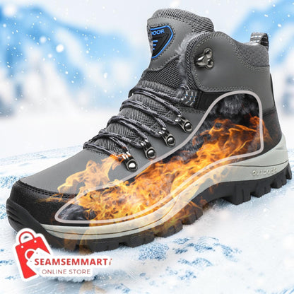 Men's Winter Hiking Boots – Plush Lace-Up Snow Boots