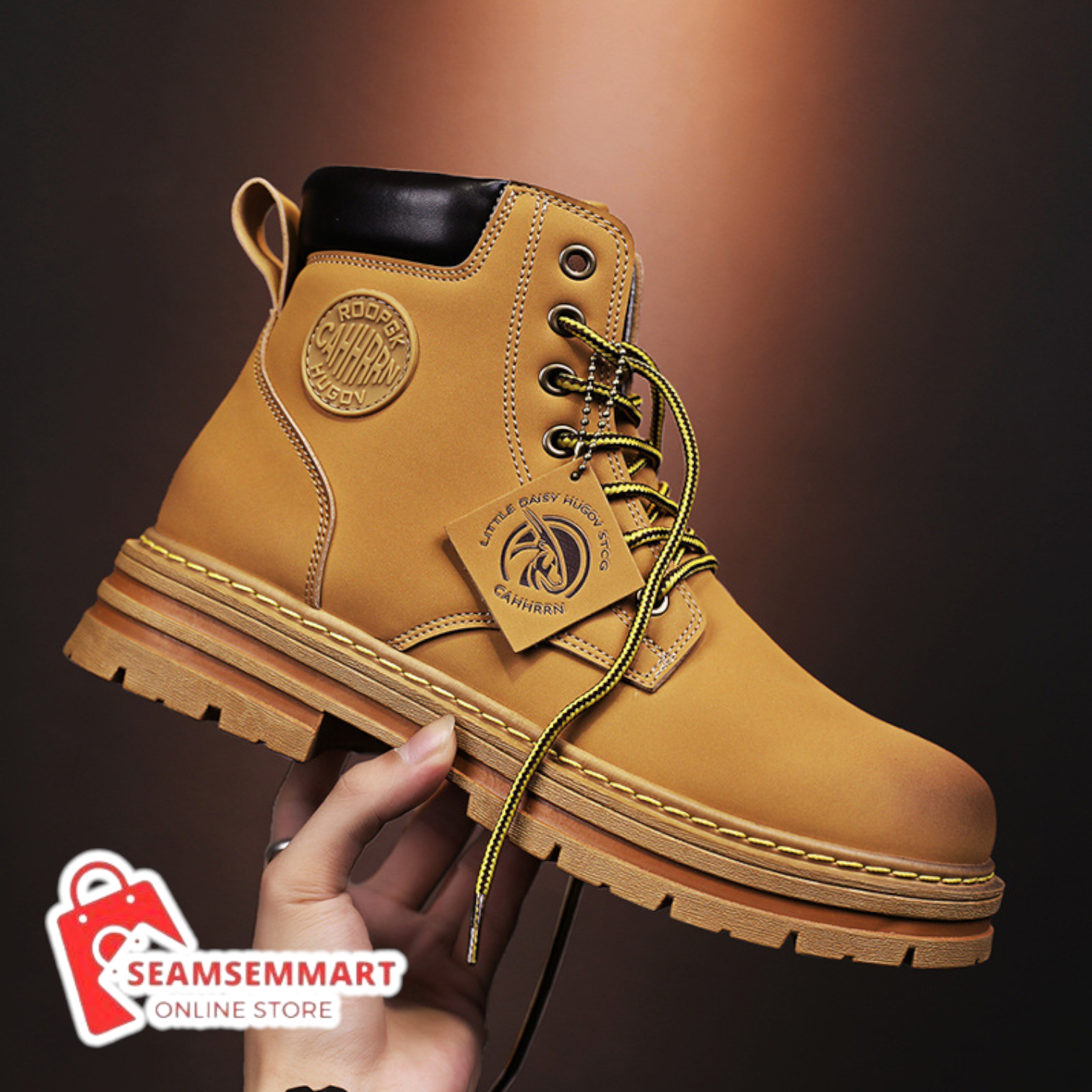 Men's Fleece Work Boots – Durable Seven-Eye Winter Boots