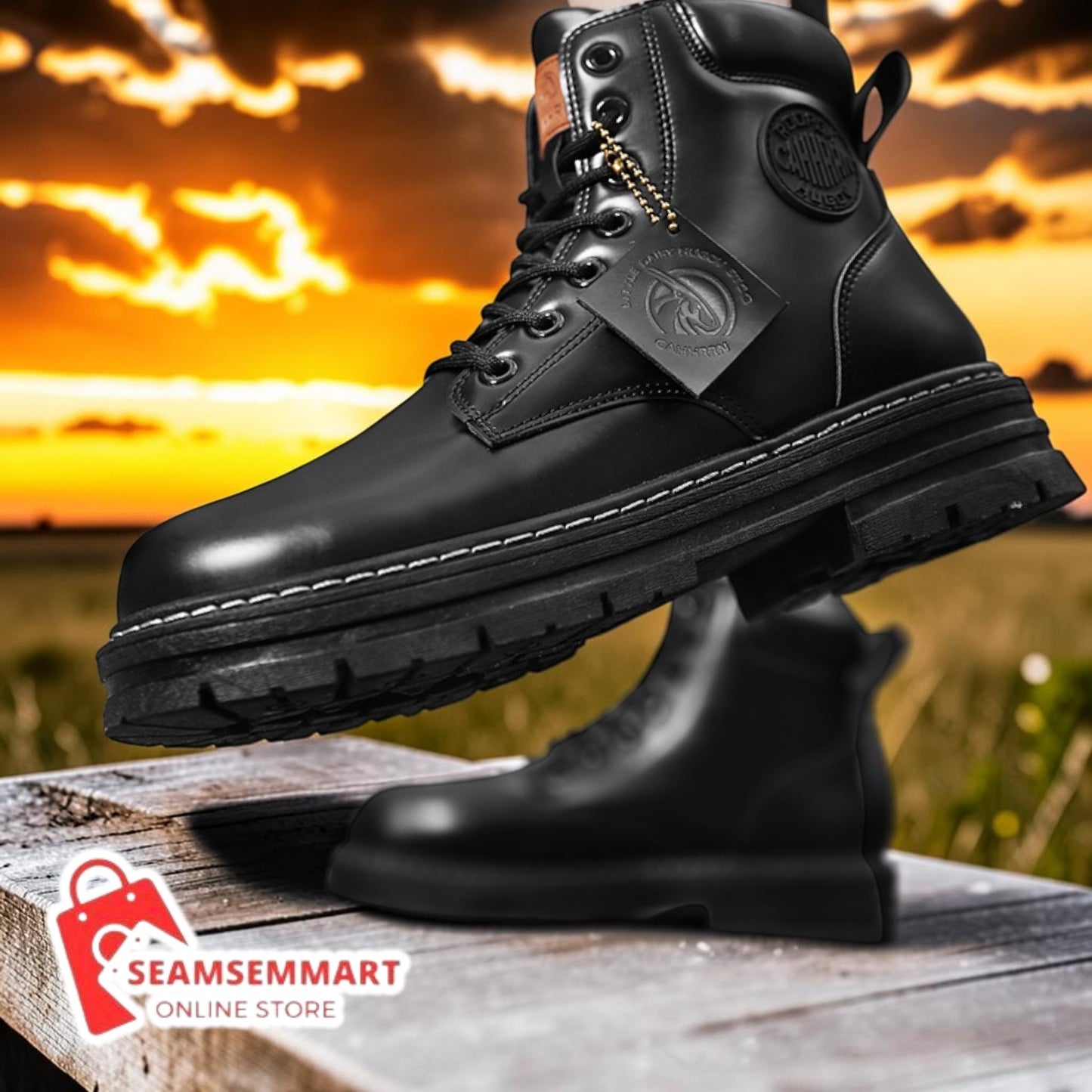 Men's Fleece Work Boots – Durable Seven-Eye Winter Boots