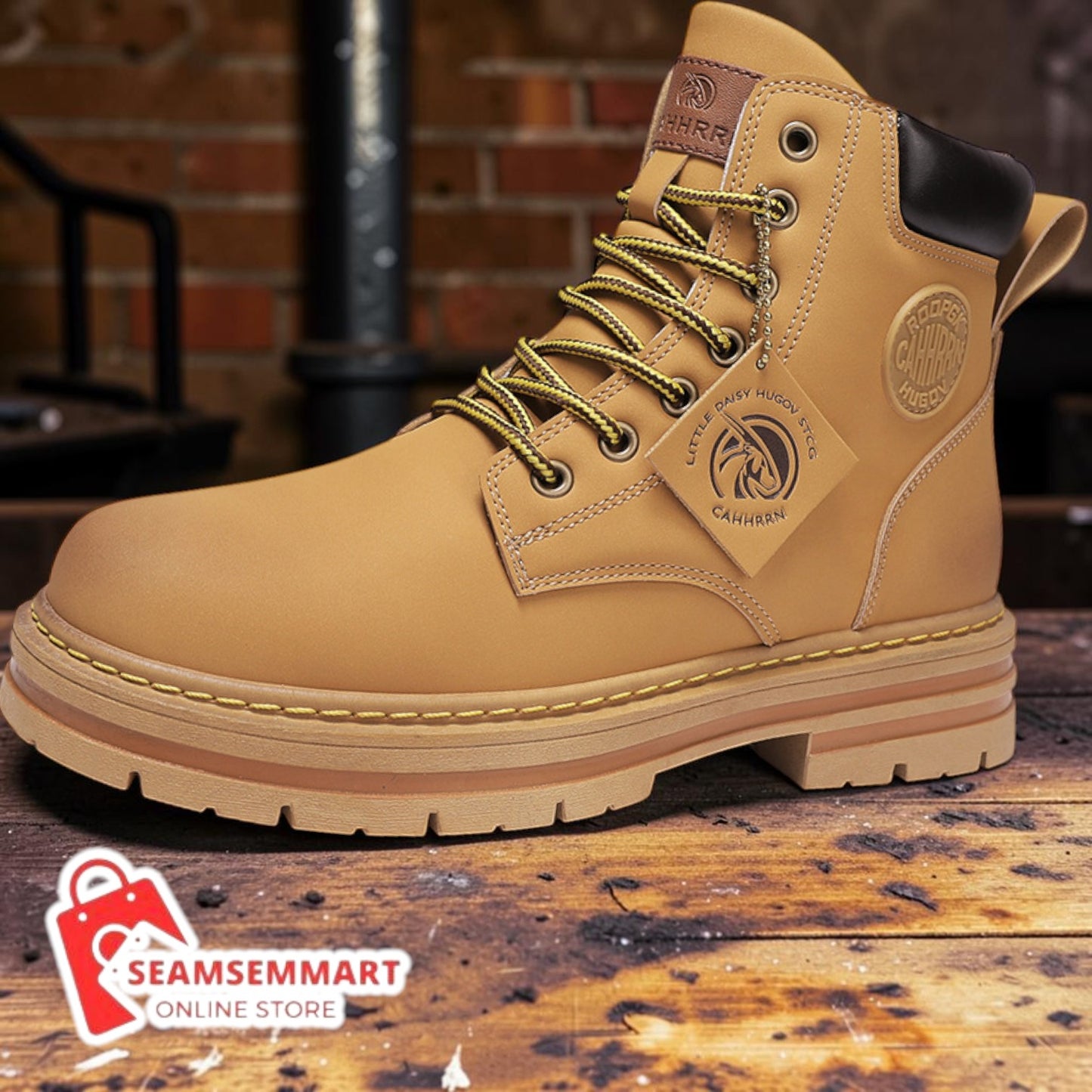 Men's Fleece Work Boots – Durable Seven-Eye Winter Boots