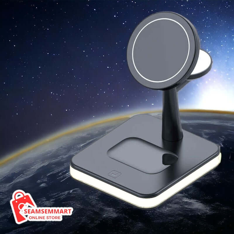 Magnetic 3-in-1 Wireless Charger with Phone Holder and Night Light