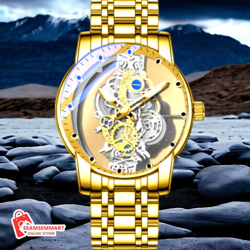Gold Skeleton Automatic Watch