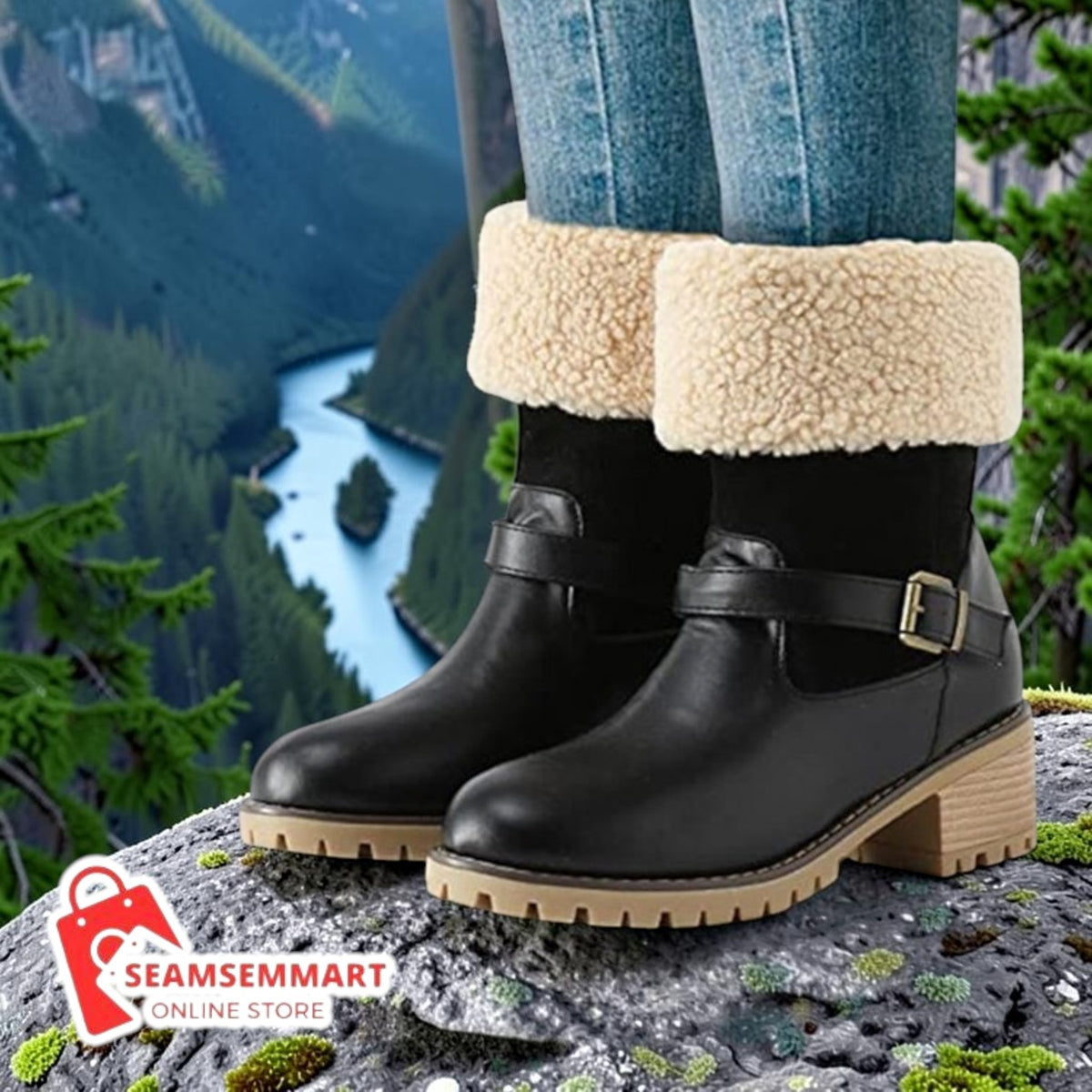Women's Western Boots – Buckle Chunky Heel Winter Boots
