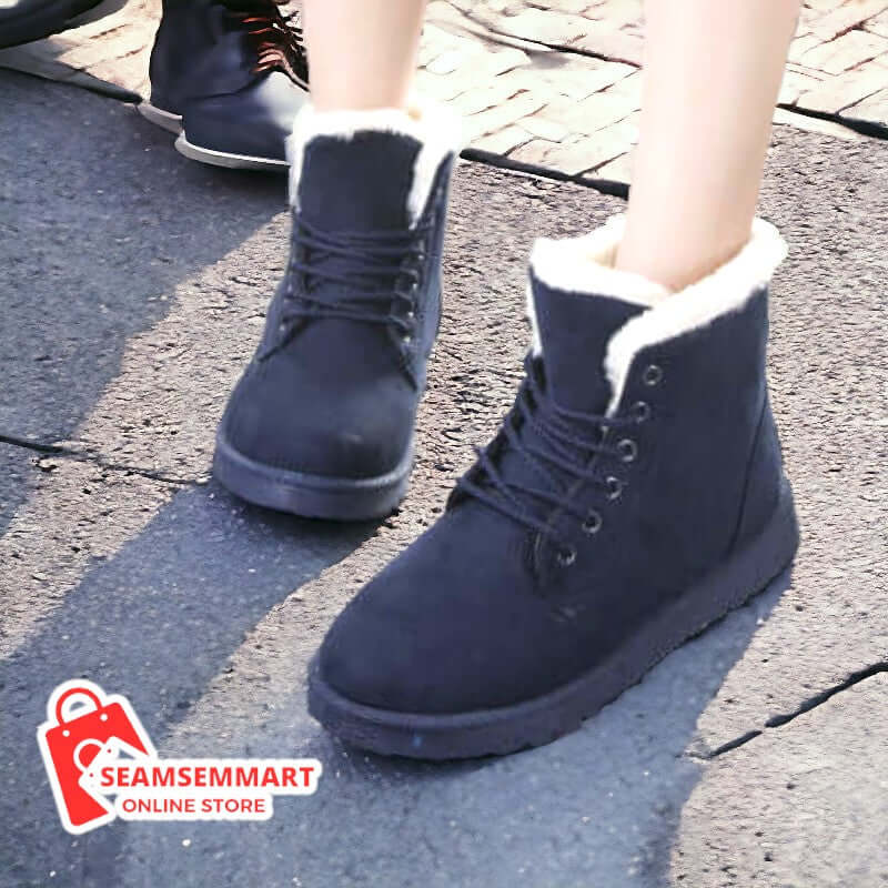 Winter Snow Boot for Women: Warm Ankle Shoes with Plush Insole