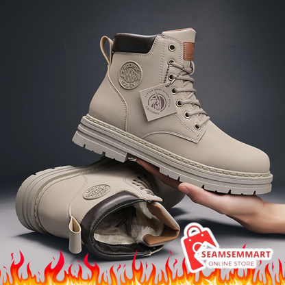 Men's Fleece Work Boots – Durable Seven-Eye Winter Boots