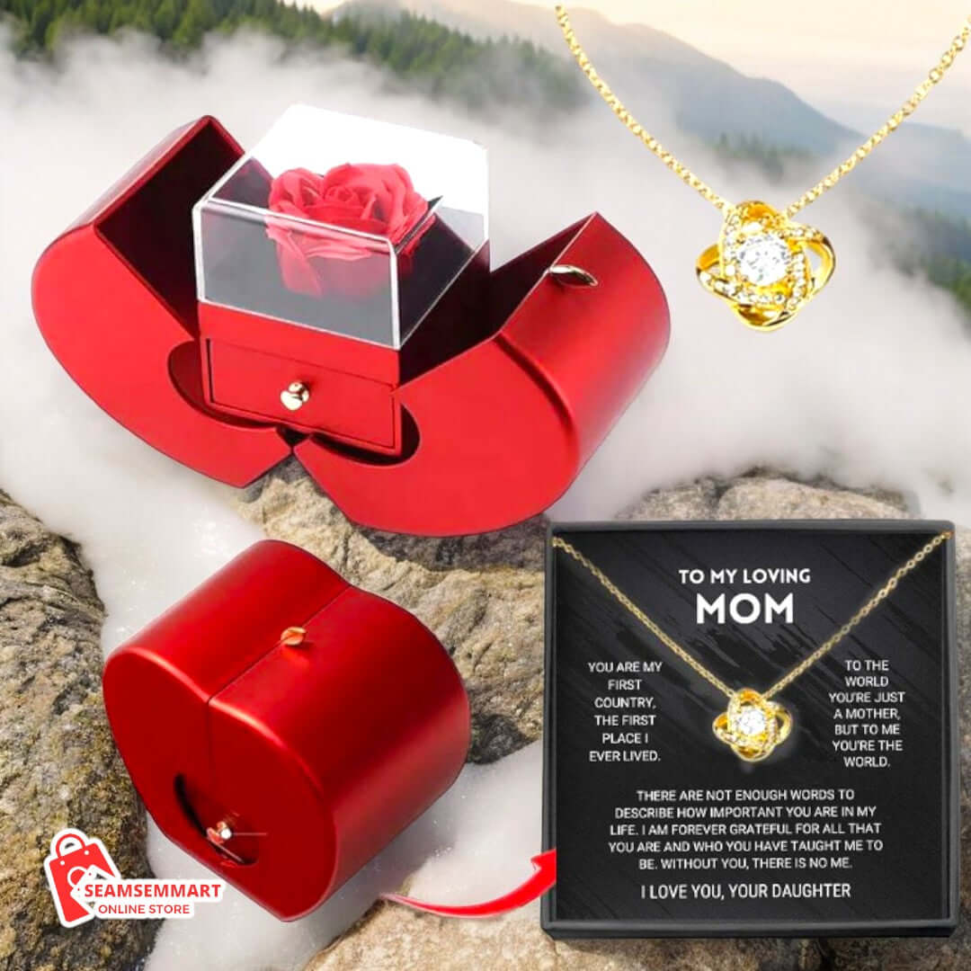 Red Apple Jewelry Box with Eternal Rose