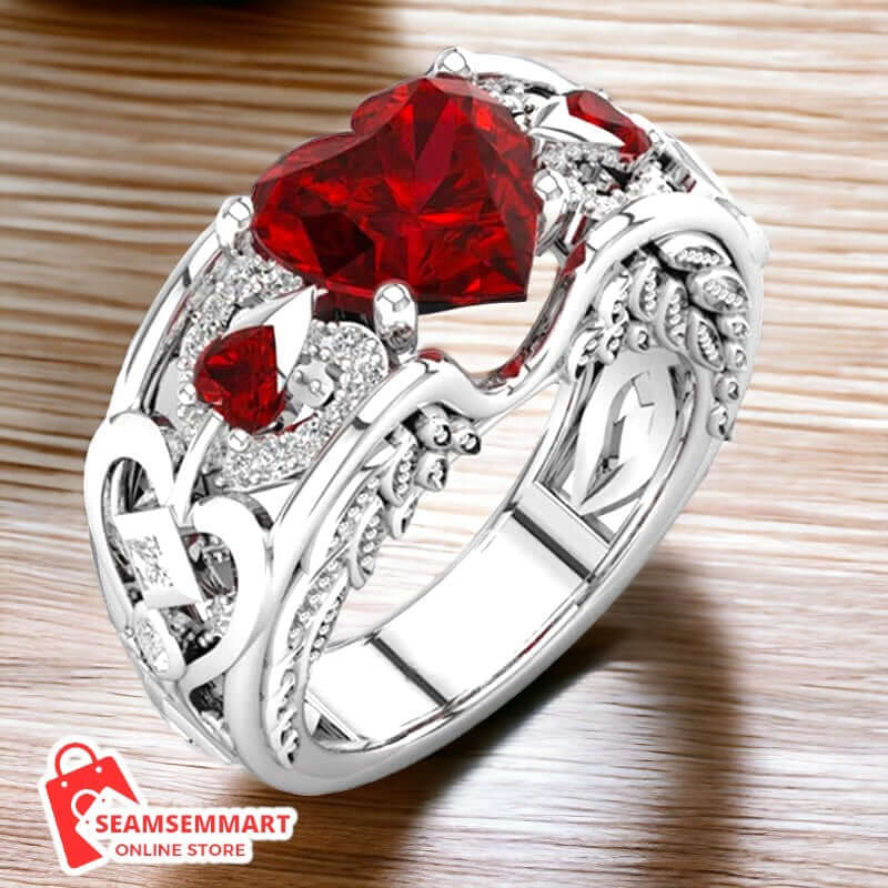  Engagement Ring with a Heart-shaped Ruby