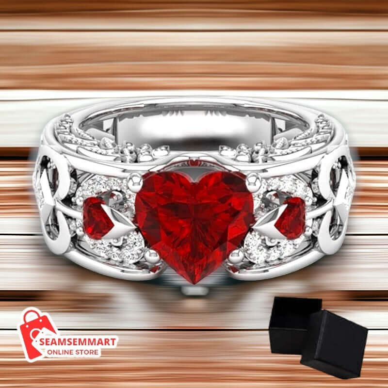  Engagement Ring with a Heart-shaped Ruby