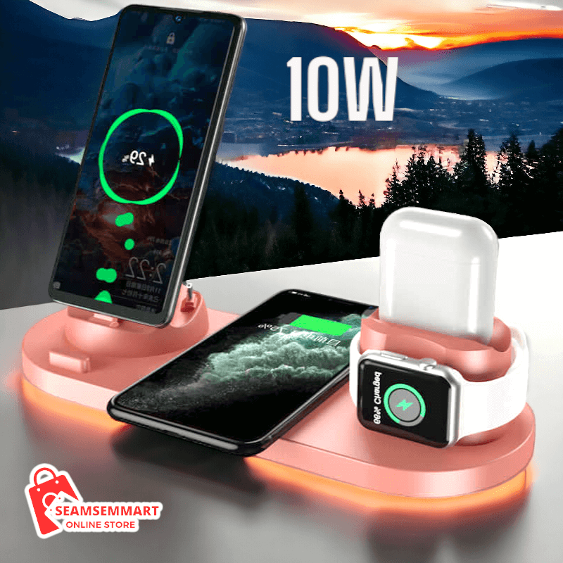 6-in-1 Wireless Charger: Fast Charging Pad for iPhone, Phone, and Watch Dock Station