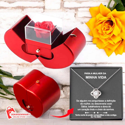 Red Apple Jewelry Box with Eternal Rose