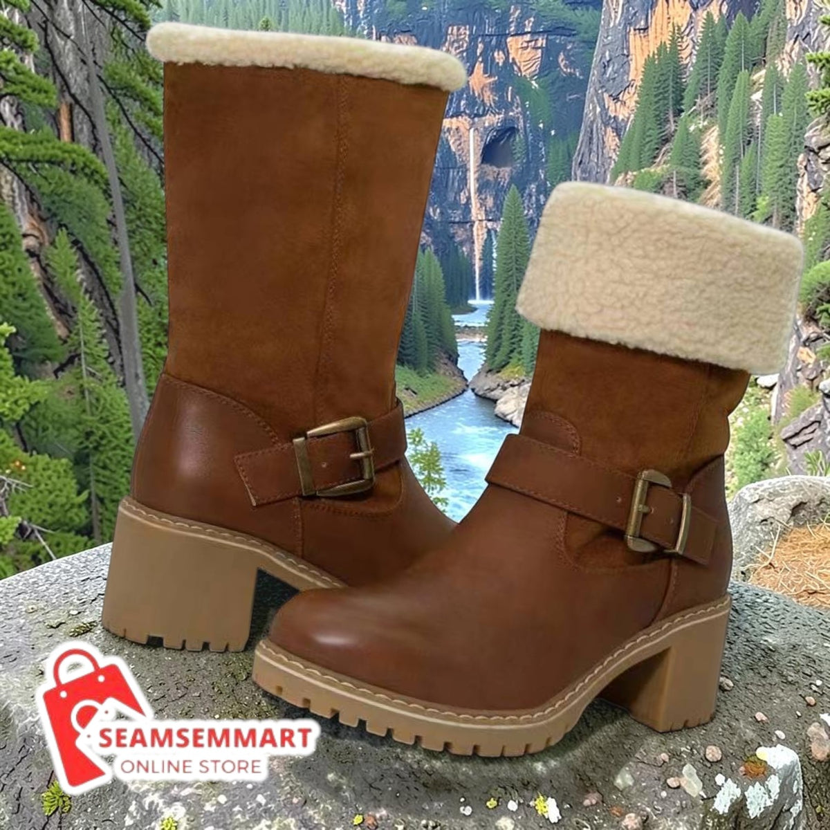 Women's Western Boots – Buckle Chunky Heel Winter Boots