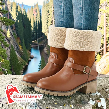 Women's Western Boots – Buckle Chunky Heel Winter Boots