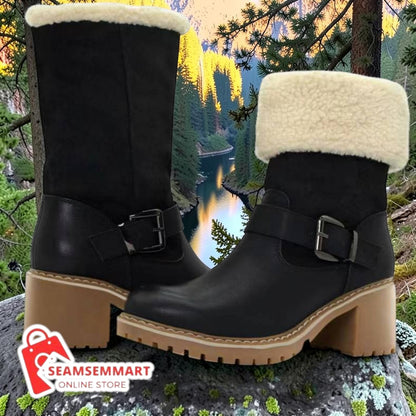 Women's Western Boots – Buckle Chunky Heel Winter Boots