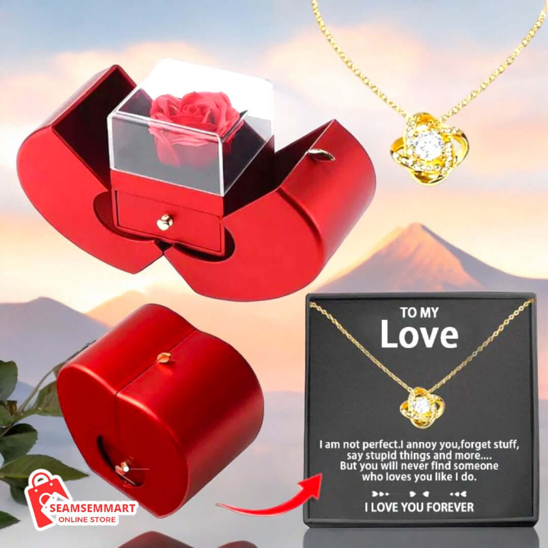 Red Apple Jewelry Box with Eternal Rose