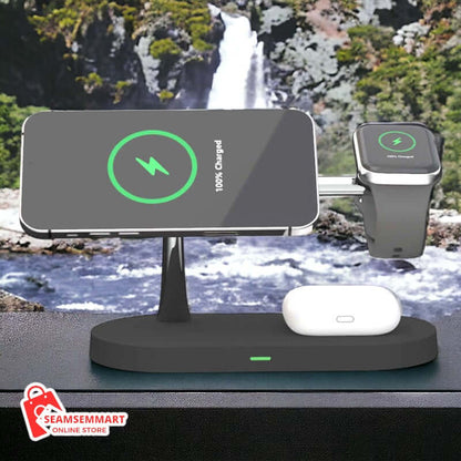 3-in-1 Smart Fast Magnetic Wireless Charger - 15W Fast Charging
