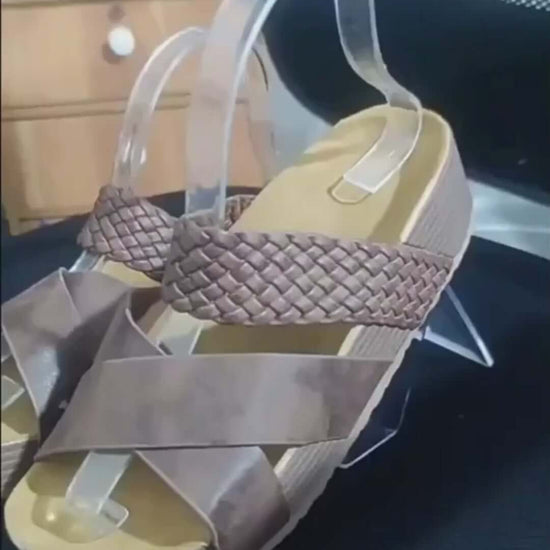 Women's Woven Cross-Strap Platform Sandals