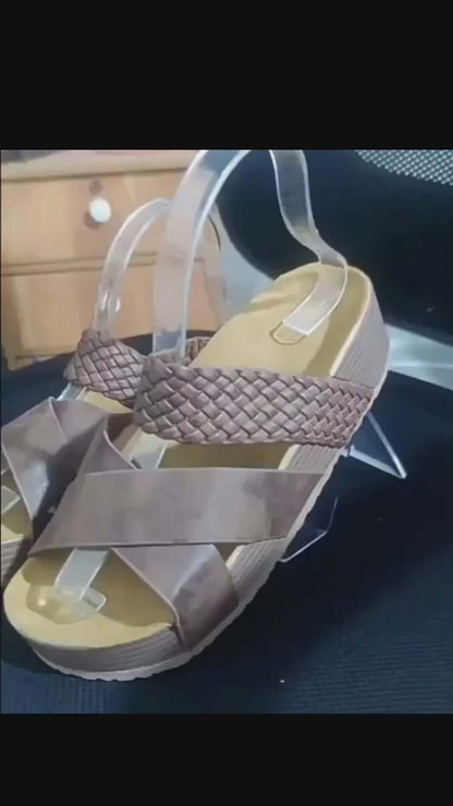 Women's Woven Cross-Strap Platform Sandals