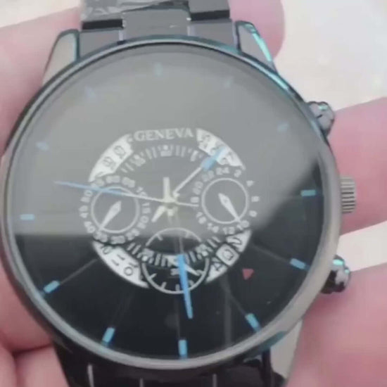 Steel band calendar quartz watch