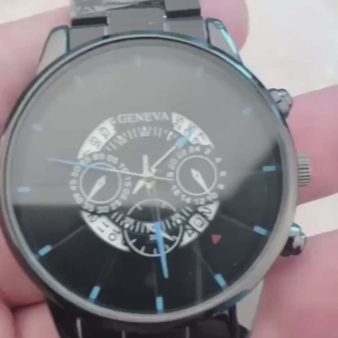 Steel band calendar quartz watch