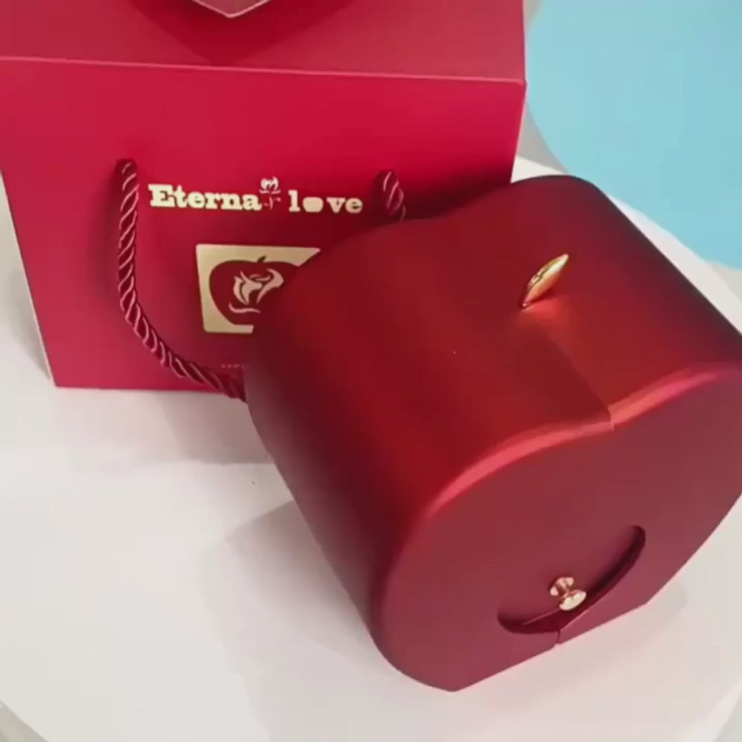 Red Apple Jewelry Box with Eternal Rose