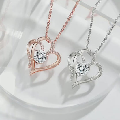 Collier Double Coeur en Zircon avec Strass – Chaîne de Clavicule Personnalisée pour Femme