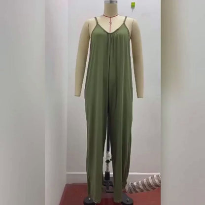 Women's Sleeveless Jumpsuit with Pockets